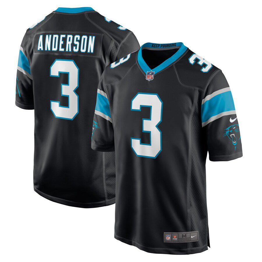 Men Carolina Panthers #3 Robbie Anderson Nike Black Player Game NFL Jersey